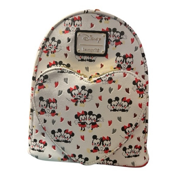 Loungefly Handbags - Disney Loungefly Mickey and Minnie Mouse Heart Backpack